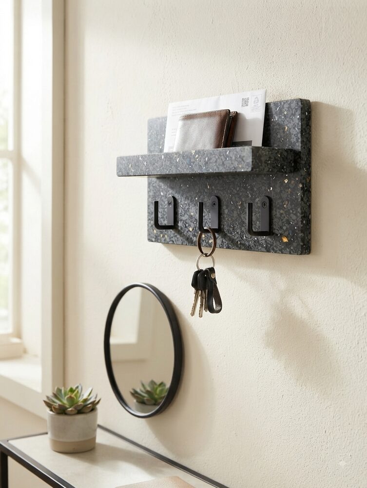Idea conceptual de organizador de pared fabricado con paneles reciclados